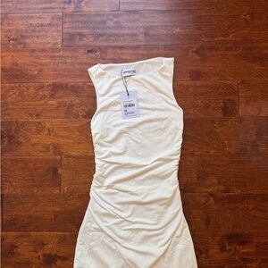 Princess Polly Cream Ruched Bodycon Mini Dress